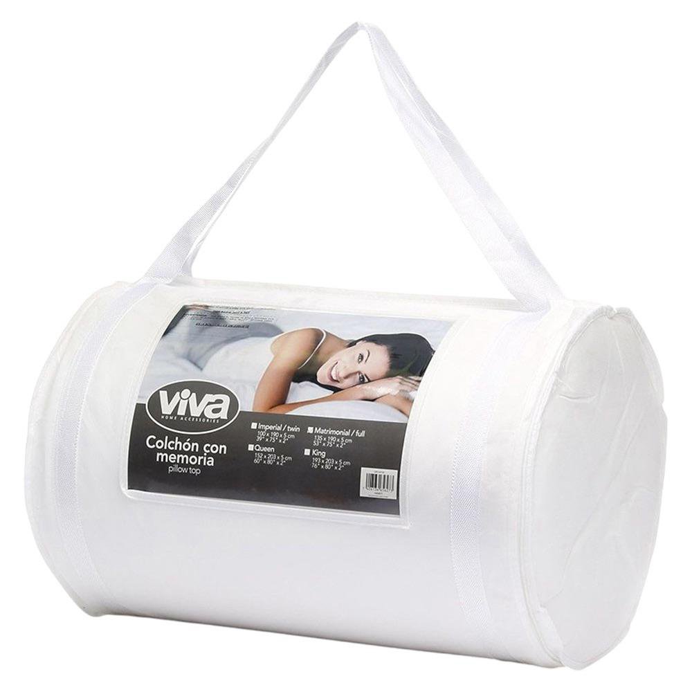Pillow Top de Memory Foam Semifirme Blanco - Varios Tamaños Matrimonial