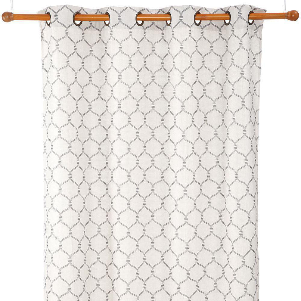 Cortina Jacquard de Poliéster 140 x 240 cm con Ojales - Varios Colores Azul y Beige