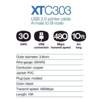 Cable Para Impresora A/B 10Ft Xtech