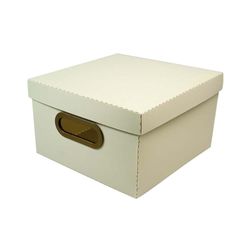 Caja De Lino Pequeña Gris 25X25X15 Cm