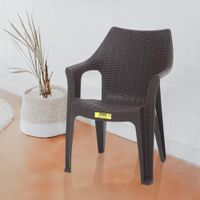 Silla de Exterior Plástica con Brazo Imitación Ratan - Plastimás