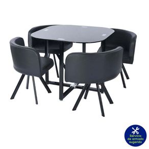 Comedor Mini De Vidrio Negro 5 Pzas
