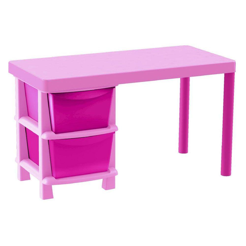 Escritorio Infantil Escolar de Plástico con 2 Gavetas 95 x 45 x 55 cm Color Rosado
