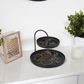 Bandeja Para Joyas De Dos Niveles Poise Negro - Umbra