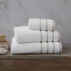 Toalla De Baño 90X150 Cm Blanco Y Beige - Viva