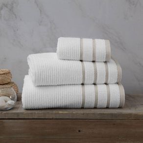 Toalla De Baño 90X150 Cm Blanco Y Beige - Viva