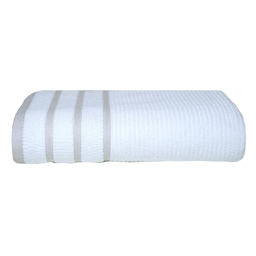 Toalla de Algodón con Rayas Tejidas Blanco y Beige - Varios Tamaños Playa