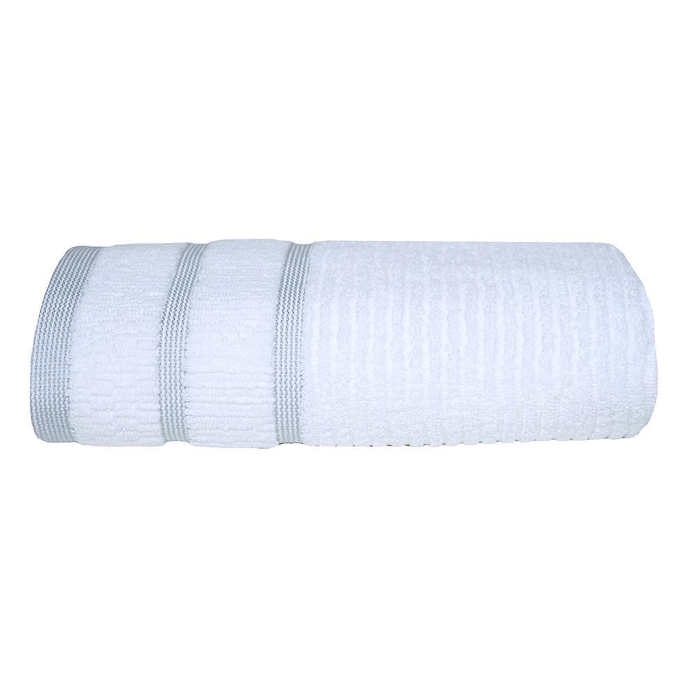Toalla de Manos de Algodón con Rayas Tejidas 40x76 Cm Color Blanco y Gris Claro
