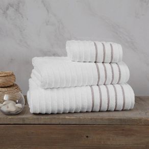 Toalla De Baño 90X150 Cm Blanco Y Taupe - Viva