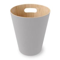 Papelero Woodrow Gris Claro Y Madera Natural - Umbra