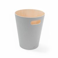 Papelero Woodrow Gris Claro Y Madera Natural - Umbra