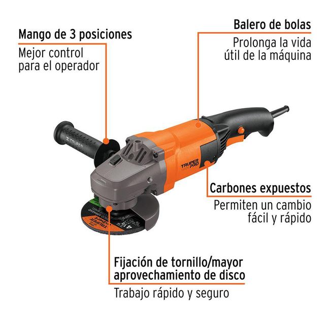 Esmeriladora Angular 4 1/2 Plg 1300W - Truper | Cemaco Guatemala - Tienda  en Línea