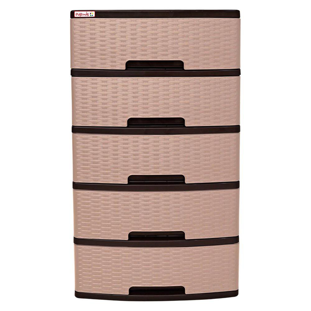 Gavetero De 5 Niveles Diseño Ratán 46X56X108 Cm - Plastimás Varios Colores Cocoa