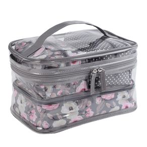 Set De 3 Cosmetiqueras Gris Flores - Viva