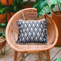 Cobertor De Cojín Rombos Negro Beige De Exterior 45X45 Cm - Z