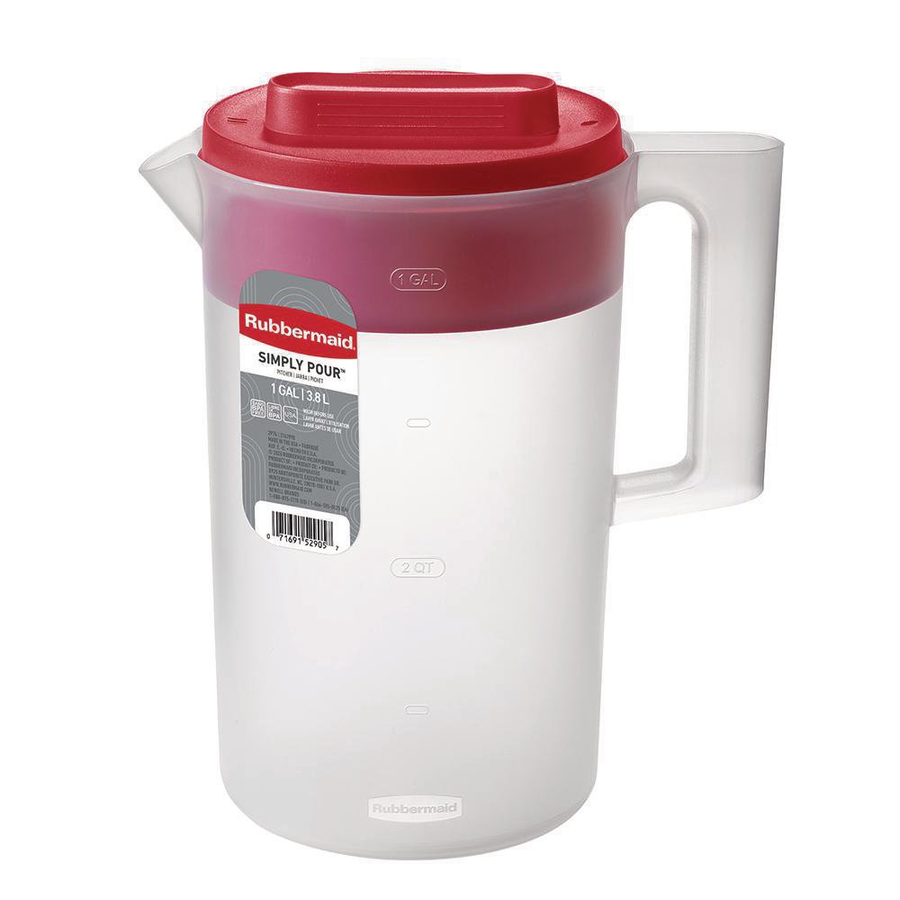 Pichel de Plástico de 3.78 L con Asa Color Rojo
