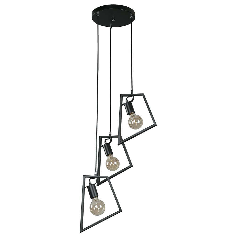 Lámpara de Techo 3 Luces Geométricas Base E27 de 40 W Negro