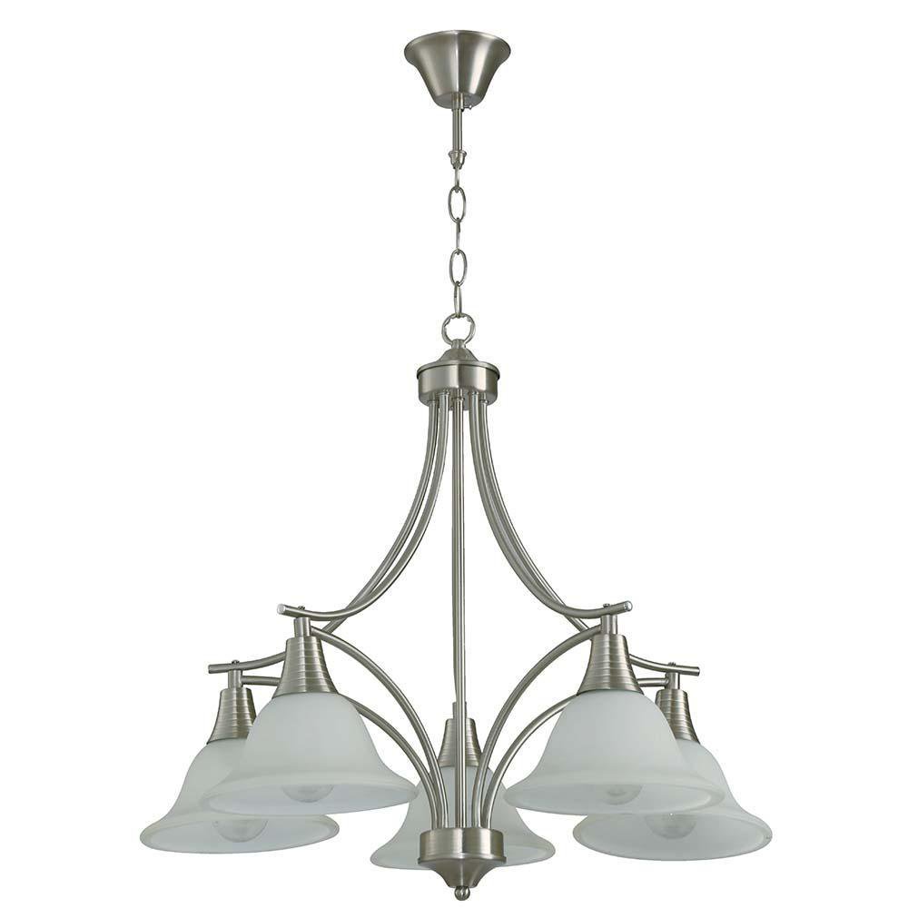 Lámpara de Techo 5 Luces Pantallas Campana Base E27 de 60 W Níquel Satinado