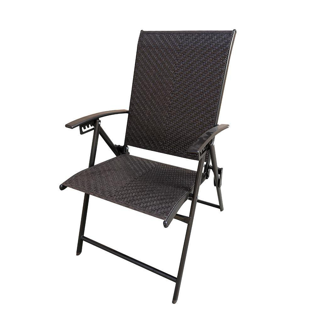 Silla Plegable Reclinable para Exterior Estilo Ratán Café