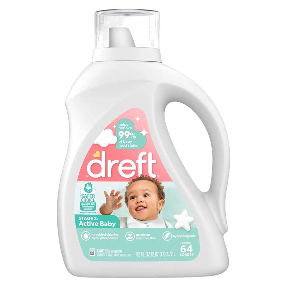 Detergente Líquido Dreft Active Baby Stage 2 para Ropa de Bebé 2.72 Litros