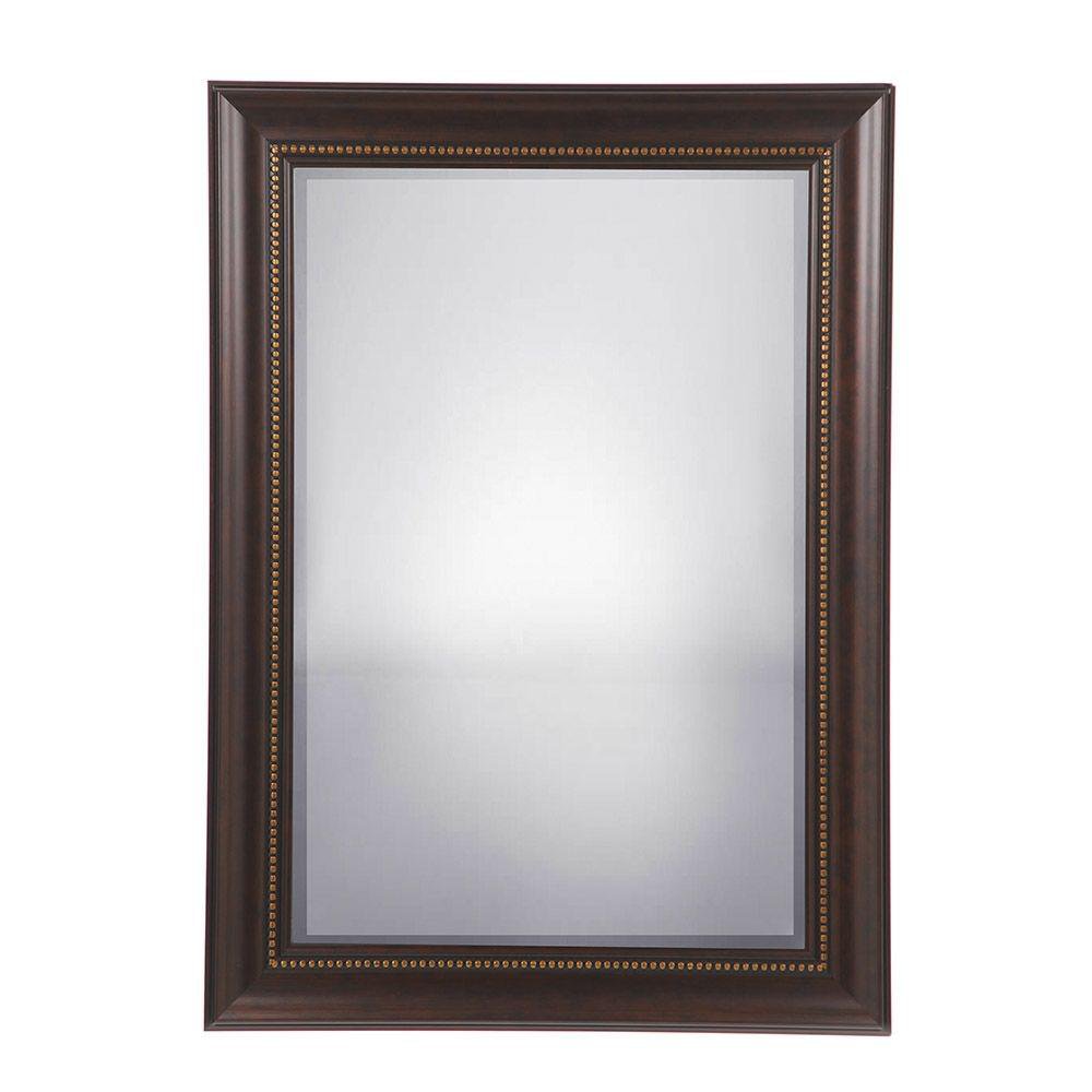 Espejo de Pared 78 x 108 cm Rectangular Color Café Oscuro y Dorado Café Claro
