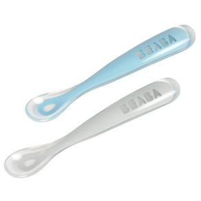 Set De 2 Cucharas Mis Primeras Comidas Celeste Y Gris - Beaba