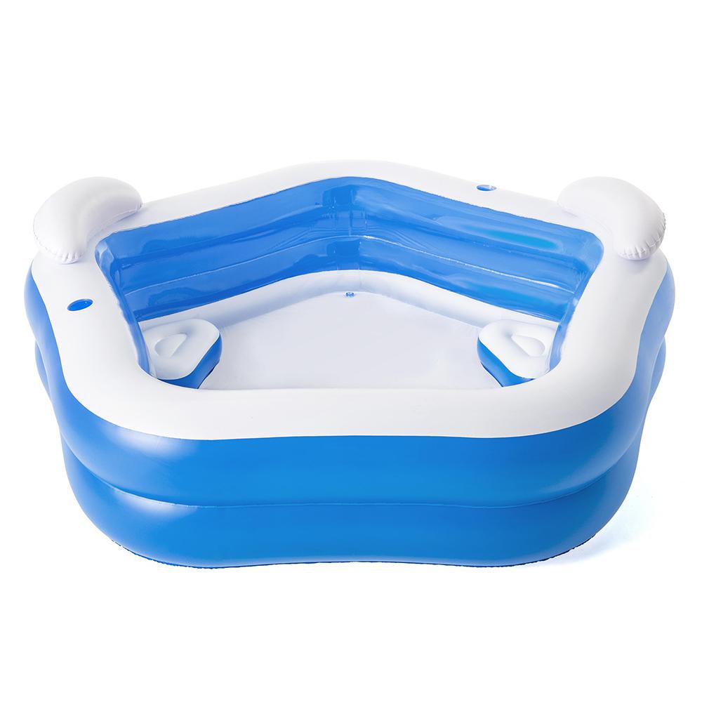 Piscina Inflable Family Fun con Soportes y Posavasos Azul 2.13 x 2.06 x 0.69 Metros