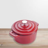 Olla  26Cm Roja Con Tapa Hierro Fundido - Magefesa