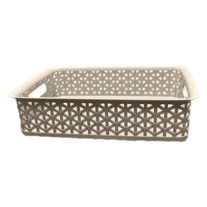 Canasta Baja De Plástico Beige 29X20X8 Cm - Green Tech