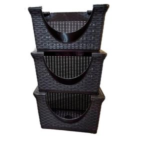 Set De 3 Organizadores Apilable Ratán - Green Tech Varios Colores