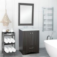 Mueble Vanity Gris Oscuro con Espejo 24 Plg