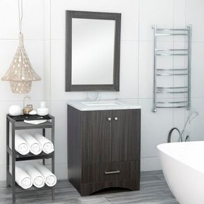 Mueble Vanity Gris Oscuro con Espejo 24 Plg