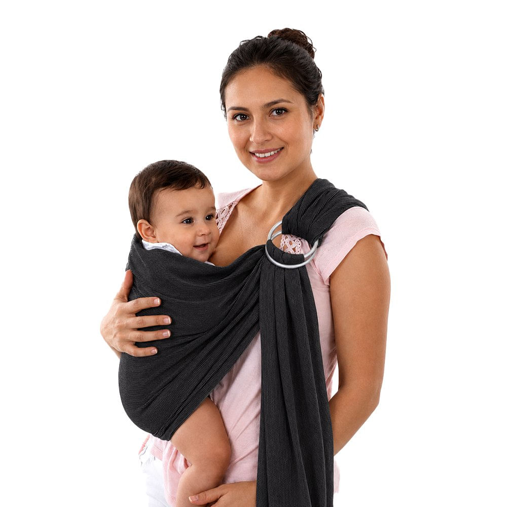 Cargador de Bebé Tipo Rebozo con Aros de Ajuste Color Negro Negro