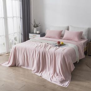 Set De Sábanas Rosa Bamboo - Livim Natural Home Varios Tamaños