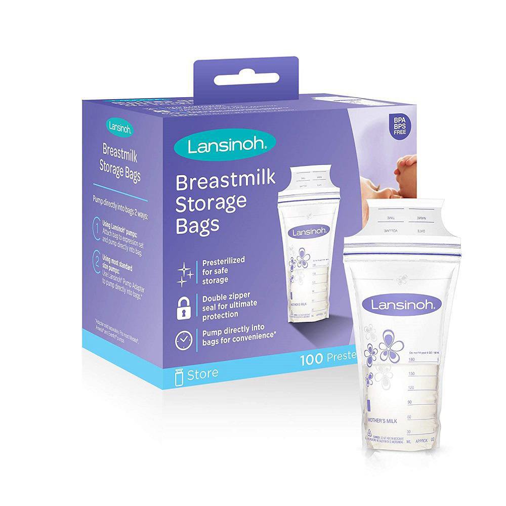 Set de Bolsas para Almacenamiento de Leche Materna Pre Esterilizadas de 100 Unidades de 6 Oz Bolsas para Almacenamiento de Leche Materna Preesterilizadas 6 Oz, 100 Unidades