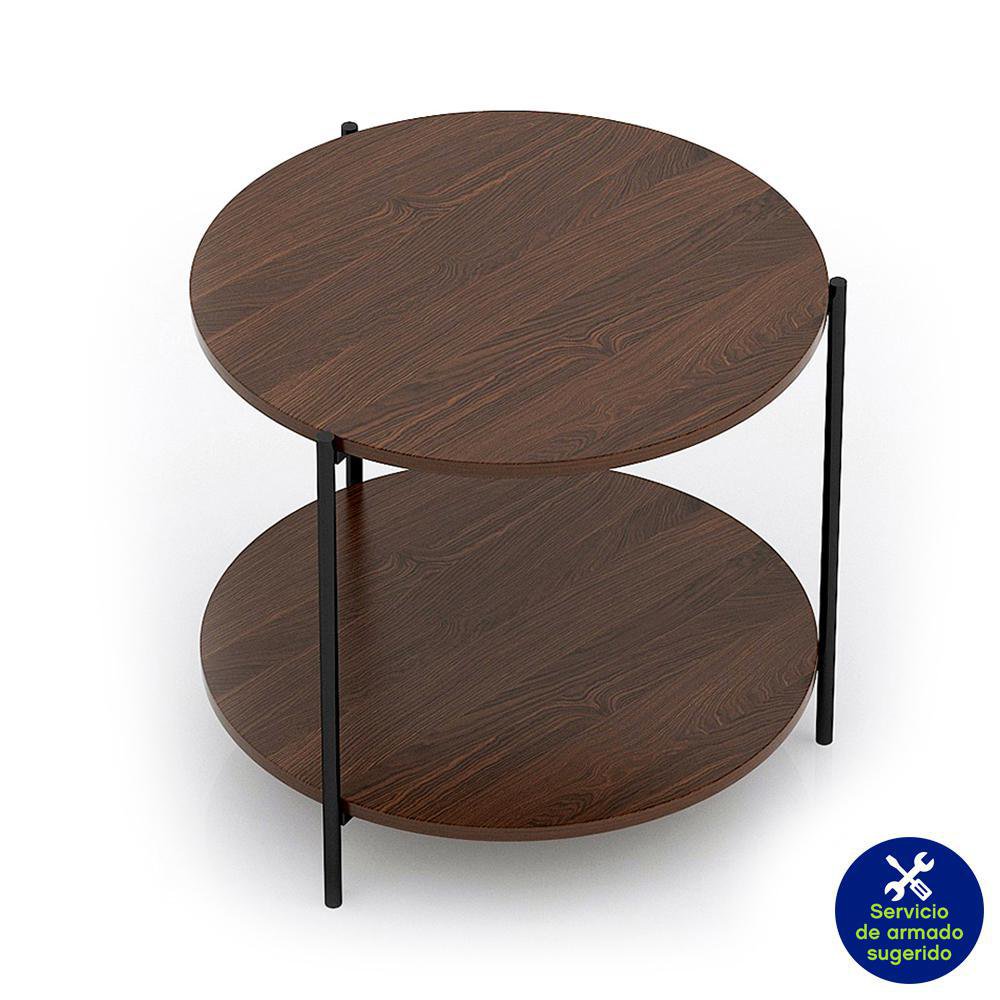 Mesa Auxiliar Ovalada con 2 Niveles 42 cm Color Chocolate