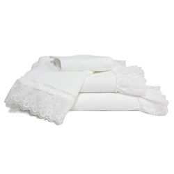 Toalla Con Encaje Blanca - Livim Natural Home Varios Tamaños