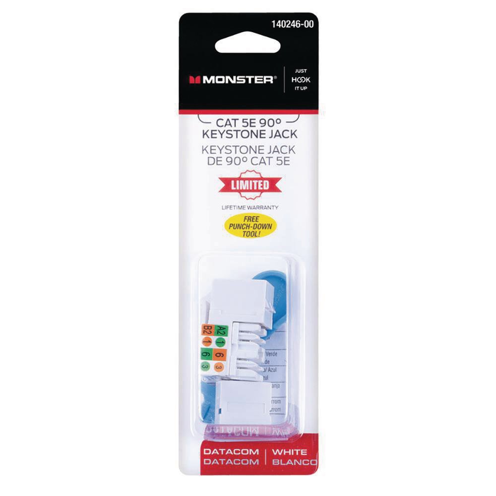 Placa de Pared de 4 Puertos Toma de Datos Keystone Jack Cat 5E Blanco 90°