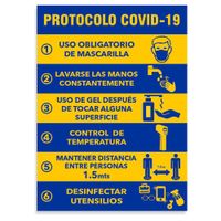 Rótulo Diseño Protocolo Según Covid De 22.9X30.5 Cm - Foto Metal