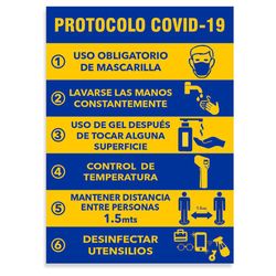 Rótulo Diseño Protocolo Según Covid De 22.9X30.5 Cm - Foto Metal