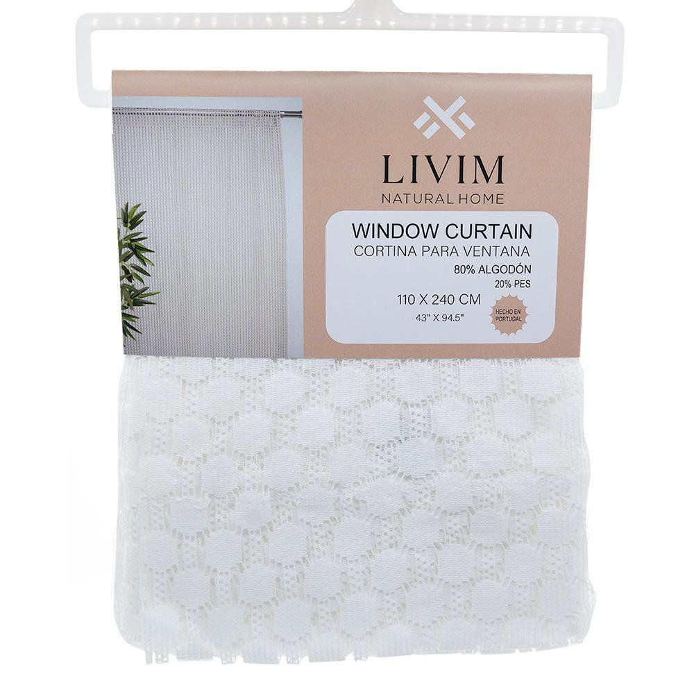 Cortina 110 x 240 cm Tela 80 % Algodón Channel Color Blanco Diseño Hexágonos
