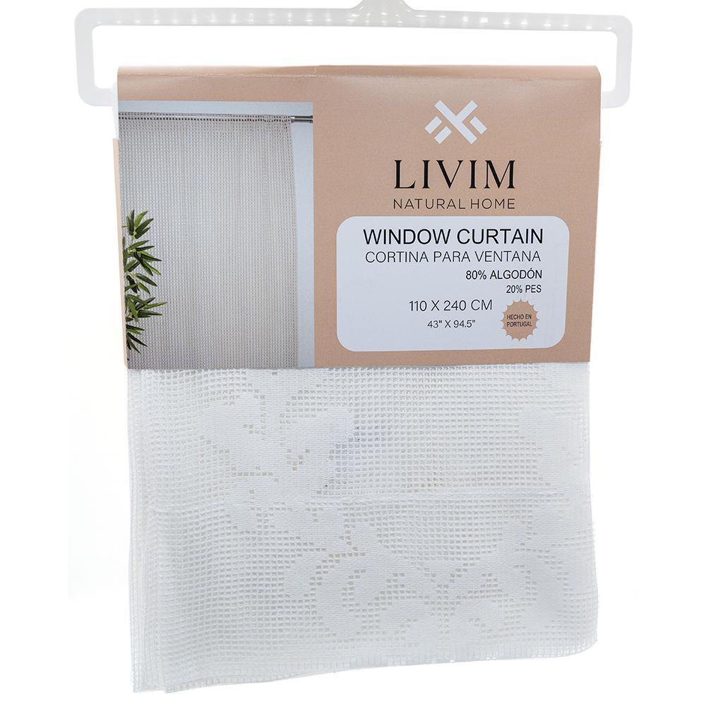 Cortina 110 x 240 cm Tela 80 % Algodón Channel Color Blanco Diseño Ramas