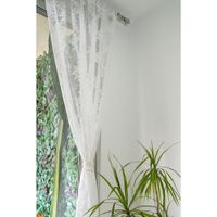 Cortina Channel Blanca Diseño Ramas 110X240 Cm - Livim Natural Home
