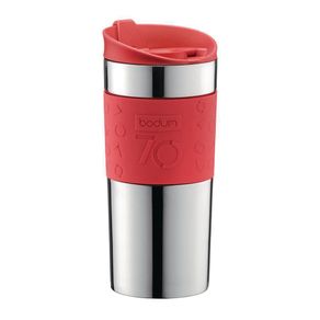 Pocillo Térmico Plateado Con Rojo 12 Oz - Bodum