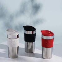 Pocillo Térmico Plateado Con Rojo 12 Oz - Bodum
