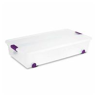 Caja De Plástico Agarradores Y Rodos Ciruela 57 L - Sterilite