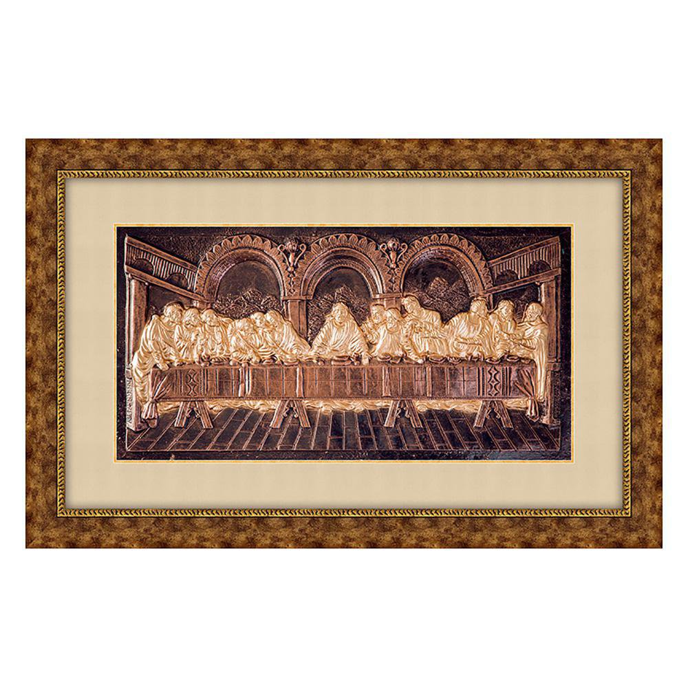 Cuadro Decorativo de 72 x 112 Cm Diseño La Santa Cena Color Dorado y Bronce