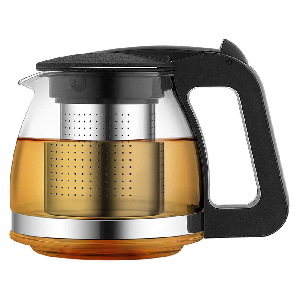 Tetera de Vidrio con Infusor de Acero para Té Color Transparente y Negro