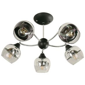 Lámpara Colgante Negro Y Transparente 5 Luces Base E27 40 W - Z