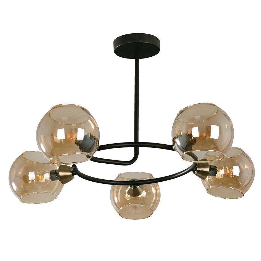 Lámpara Colgante con 5 Luces en Color Negro y Bronce E14 40W